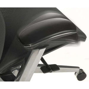 Quantum Executive Home Office Chair. Looking down at the right armrest showing that the arms move towards or away from you from comfort your arms.