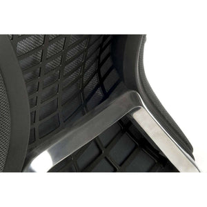 Quantum Executive Mesh Black Frame Home Office Chair. Close up of the black backrest.