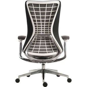 Quantum Executive Mesh White Frame Home Office Chair. Back view showing the white backrest frame.