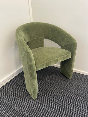 Ollie's Boho Single Seater accent Visitor Armchair With Arms In Forest Green Fabric