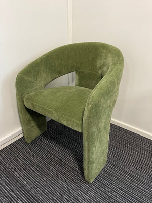 Ollie's Boho Single Seater accent Visitor Armchair With Arms In Forest Green Fabric