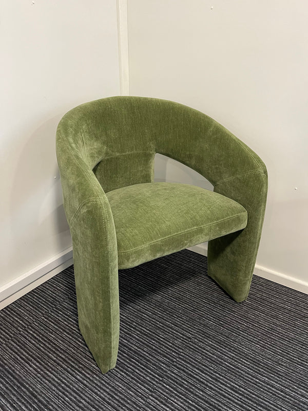 Ollie's Boho Single Seater accent Visitor Armchair With Arms In Forest Green Fabric
