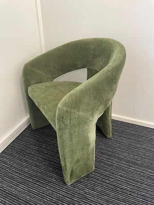 Ollie's Boho Single Seater accent Visitor Armchair With Arms In Forest Green Fabric