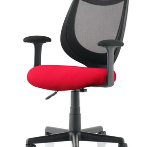 Close up of the camden contoured  mesh backrest and the bespoke bergomot cherry padded seat .
