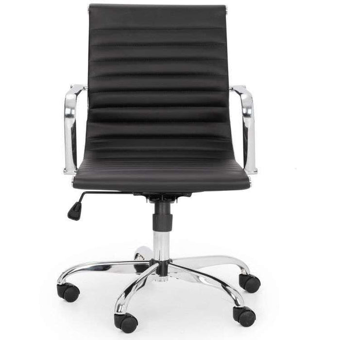 Gio Chrome Home Office Chair In Black, Ivory Or Brown Faux Leather