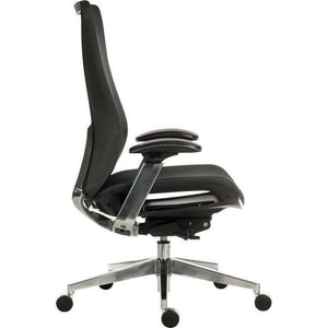Quantum Executive Mesh Black Frame Home Office Chair. 90 degree angle.