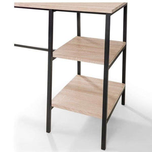 Picture of the sonoma oak tribeca 2 shelves of the tribeca contemporary home office desk. with black  coated metal legs.