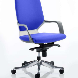 Picture of the stevia blue coloured fabric foam backrest and seat pad of the xenon executive medium back home office chair.